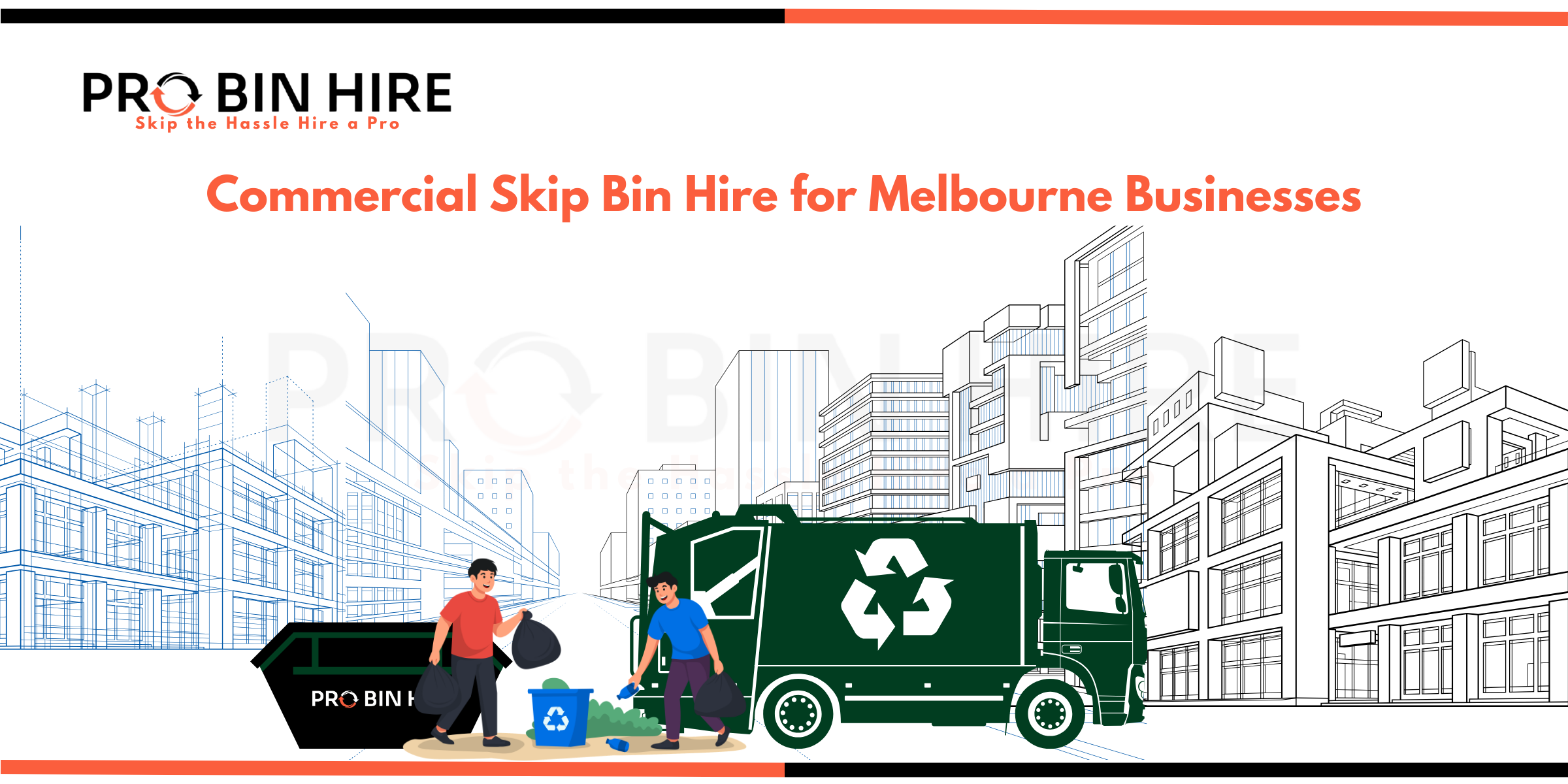 Commercial skip bin hire at a Melbourne business site for waste removal